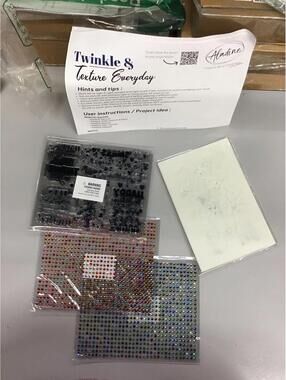 Aladine twinkle & texture art kits 4 pc stencils diamonds clear stamps new HSN